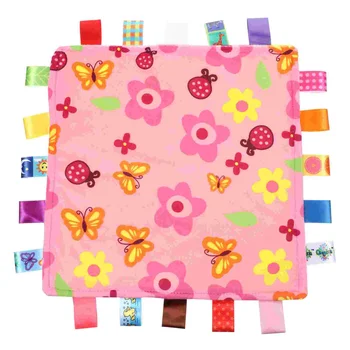 1 шт. Розовые цветочные одеяла безопасности с красочными бирками Младенческое плюшевое одеяло