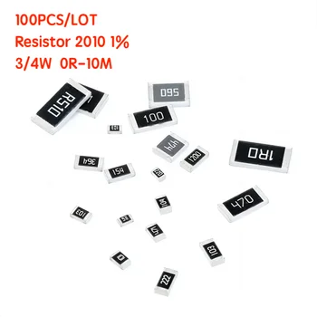 100PCS Резистор 2010 1% 3/4W 0R-10M 0R ~ 10M Ом Комплект резисторов Ассорти Набор образцов 0R 10R 100R 1K 2.2K 33K 4.7K 1M 10M