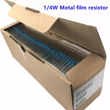 100шт 1/4W Металлический пленочный резистор 1R ~ 1M 100R 220R 330R 1K 1.5K 2.2K 3.3K 4.7K 10K 22K 47K 100K 100 220 330 1K5 2K2 3K3 4K7 Ом