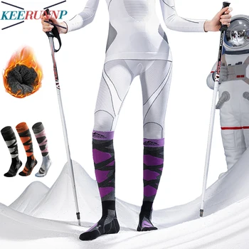 1Pair Мужские женские лыжные носки для катания на лыжах Сноуборд Теплые зимние термальные носки,Футбольные щитки для голени Икроножная опора Рукав для спорта