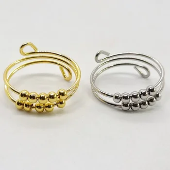 3 шт. Двойное регулируемое кольцо спиннера для женщин Мужские кольца Fidget Band Бусины Кольца для снятия стресса Дропшиппинг