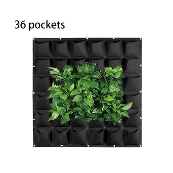 36 Карманы Вертикальные настенные мешки для посадки Черные нетканые материалы Подвесные горшки Овощ Цветочный горшок Сад Двор