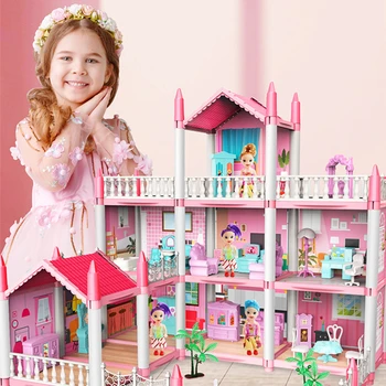 3D DIY Фэнтези Принцесса Замок Вилла Сборка Кукольный Домик Набор Игрушки, Семейные игрушки для девочек И 3D Трансграничный Блокбастер Детский