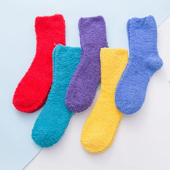5 пар Плюшевые носки для девочек Мужские домашние носки Мягкие уютные носки Мужские носки для кровати Пушистые теплые носки Толстые носки для пола в помещении