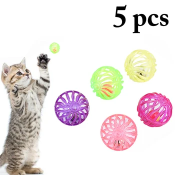5 шт. Забавная игрушка с мячом для кошек Hollow Training Cat Интерактивная игрушка Cat Bell Игрушка для котят Товары для домашних животных
