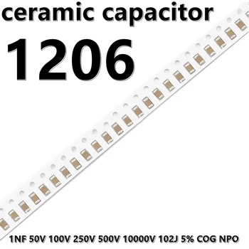  (50 шт.) 1206 1NF 50 В 100 В 250 В 500 В 10000 В 102 Дж 5% COG NPO 3216 SMD Керамические конденсаторы