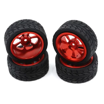 65 мм металлический обод колеса + резиновые шины с высоким сцеплением для Wltoys 144001 A959 A959-B 124019 124018 RC Автозапчасти, красный