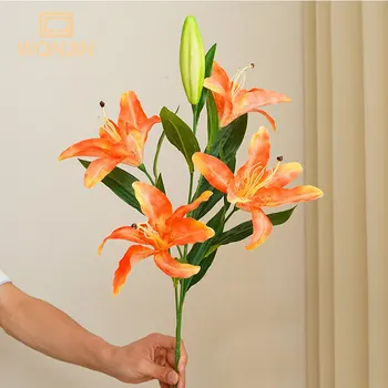 75 см длинная лилия искусственные цветы вечеринка свадьба букет невесты искусственные растения для гостиной стол домашний гарен украшение реальное прикосновение
