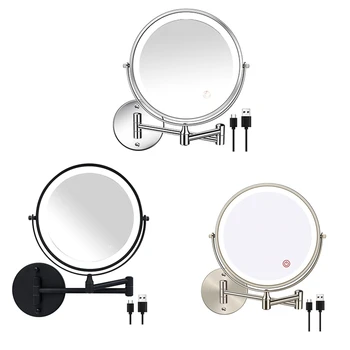 8In Платное настенное зеркало для туалетного столика / ванной комнаты 1X/10X Увеличенный светодиод и 3Color Temp Сенсорный экран 360° Rotat CNIM Hot