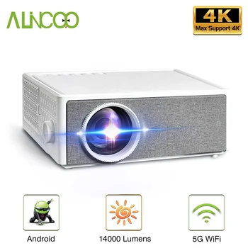 Alincoo E700 Pro 1080P Full HD Проектор 4k 14000 люмен Лучевые проекторы 5G WIFI Android Smart Video Movie Домашний кинотеатр Кинотеатр