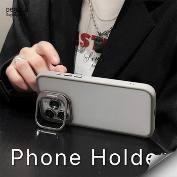  Alloy Lens Ring Stand Чехол для телефона для IPhone 15 14 13 Pro Max 15Plus Защита объектива из алюминиевого сплава Прозрачные противоударные крышки