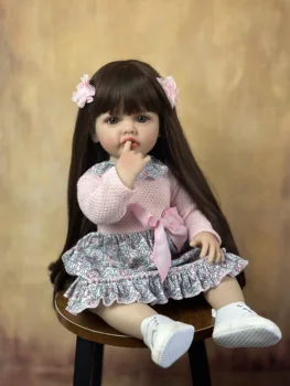 BZDOLL Полностью Мягкое Силиконовое Тело Reborn Кукла Baby Girl 55 см 22 дюйма Реалистичная Принцесса Малыш Bebe Ванна Игрушка Подарок День Рождения