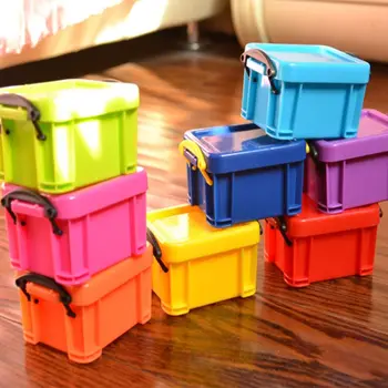  Candy Color Mini Пряжка Коробка для хранения Многофункциональный пластиковый мини-контейнер для хранения Минимализм Настольный органайзер Коробка