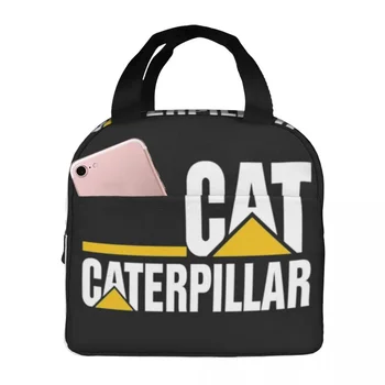 Cat-caterpillar Logo Изолированные сумки для ланча Портативные сумки для пикника Термокулер Ланч-бокс Ланч-тоут для женщин Работа Дети Школа