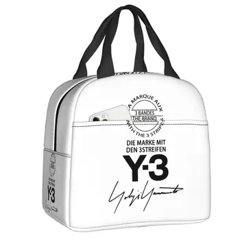  Custom Y3 Yohji Yamamoto Сумка для ланча Мужчины Женщины Термокулер Изолированный ланч-бокс для детей Школьная работа Пикник Еда Большие сумки