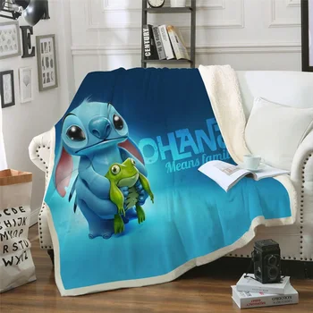 Disney Cartoon Lilo & Stitch Забавный персонаж Одеяло 3D-печать Шерпа Одеяло на кровати Диван Домашний текстиль Сказочный подарок для мальчиков