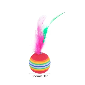 EVA Радужный шар с перышком Легкая пена Метание Забавные Интерактивные Игры Жевательная Игрушка Товары для домашних животных