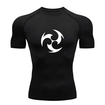 Genshin Impact Мужская спортивная футболка с принтом Дышащая быстросохнущая беговая TShirt Компрессионный топ с длинным рукавом Спортивная рубашка Фитнес Tight