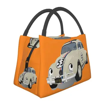Herbie 53 Классический гоночный автомобиль Изолированные сумки для ланча для кемпинга Путешествия Многоразовый термоохладитель Ланч-бокс для женщин