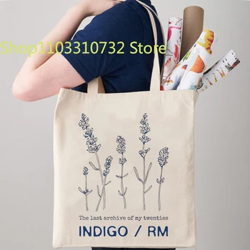indigo rm Kpop Aesthetic Shopping Totes Large Shopper Tote Canvas Tote Сумка для покупок Экологичная сумка Art Bag
