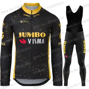 Jumbo Visma Team 2023 Велоспорт Джерси Комплект Мужчины с длинным рукавом TDF France Tour Одежда Костюм MTB Велосипед Дорожные штаны Нагрудник Ropa Ciclismo
