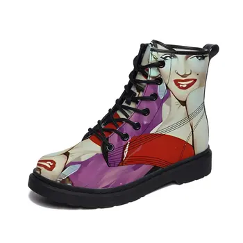 Kiss Marilyn Monroe DIY Design Зимние сапоги большого размера для мужчин и женщин Нескользящие водонепроницаемые туфли на низком каблуке с круглым носком