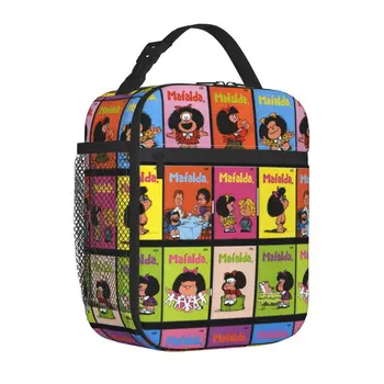 Mafalda Изолированные сумки для ланча Высокая емкость Quino Argentina Контейнер для еды Сумка-холодильник Ланч-бокс Tote Beach Travel Bento Pouch