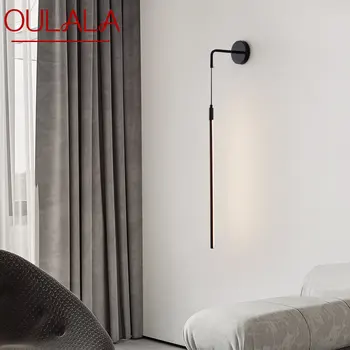  OULALA Современный черный настенный светильник внутри светодиодный 3 цвета Творческая простота Медный светильник Бра для прикроватной тумбочки для домашней спальни