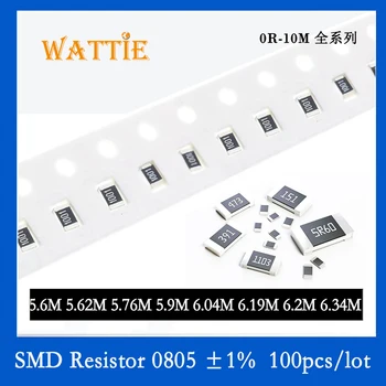 SMD Резистор 0805 1% 5,6 м 5,62 м 5,76 млн 5,9 млн 6,04 млн 6,19 млн 6,2 млн 6,34 млн 100 шт./лот чип-резисторы 1/8 Вт 2,0 мм * 1,2 мм