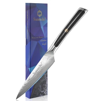 Sunnecko 3,5-дюймовый нож для очистки фруктов 73 слоя Дамасская сталь VG10 Core Blade Ультра острый кухонный инструмент шеф-повара для нарезки овощей