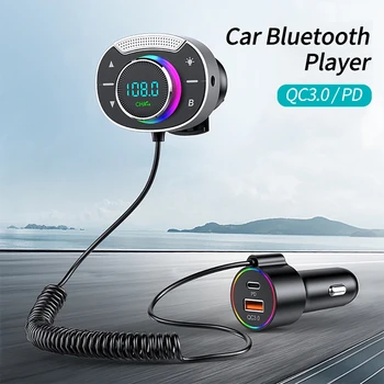 T86 Автомобильный Bluetooth FM-передатчик MP3-плеер Обнаружение напряжения Zhitong QC3.0 PD30W Быстрое зарядное устройство Громкая связь Звонки Автомобильные аксессуары