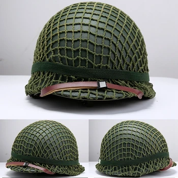 US WWII Tactical M1 Helmet Cover Ремень с сеткой Реплика Регулируемый подбородок Ремень Мягкий вкладыш Пейнтбол Шестерня Стальной шлем для взрослых