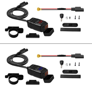 Аксессуары для мотоциклов USB Зарядное устройство Мотоцикл 5V3.4A / 9V2.5A / 12V2A Водонепроницаемый двухпортовый адаптер Питание Разъем для мобильного телефона