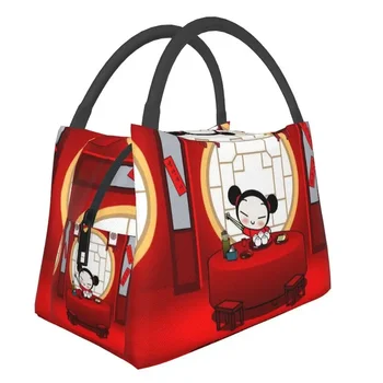 Анимация Pucca Изолированная сумка для ланча для кемпинга Путешествия Мультфильм Аниме Телевизор Многоразовый термокулер Bento Box Женщины