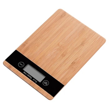 Бамбуковые кухонные весы, ЖК-дисплей, цифровые весы до 5 кг, кулинария и бытовой дизайн