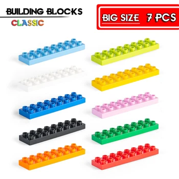 Большие частицы креативные строительные блоки 2x8 отверстий аксессуары DIY строительные блоки игрушка строительный блок опорная плита детский подарок