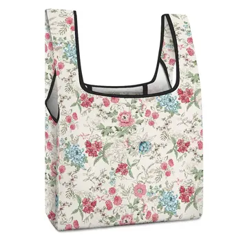Водонепроницаемые складные сумки для покупок Большая сумка для еды Красочная сумка с цветочным принтом для продуктов Многоразовая сумка для отдыха