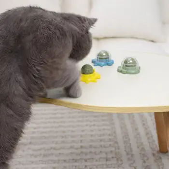 вращающаяся забавная игрушка для кошек Способствует здоровью полости рта Освежает дыхание Развлекает кошек Интерактивная игрушка для домашних животных для счастливых кошек