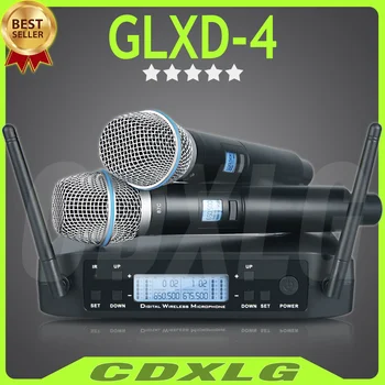 Высокое качество! GLXD4 B87c Беспроводной микрофон 2 канала UHF Профессиональный микрофон Динамический ручной металлический для вечеринки Караоке Церковь