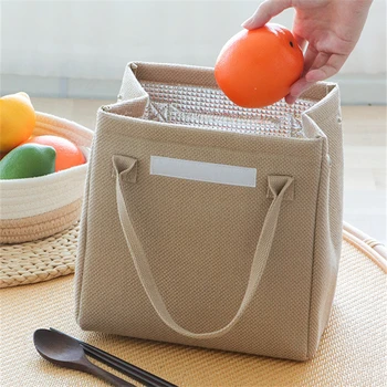  Джутовые сумки для ланча большой емкости Изолированные женские и детские термо Bento Box Tote Портативная сумка для еды Контейнер для ужина для школьного пикника