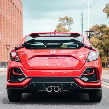 Задний спойлер багажника Кромка крыла для Honda для Civic X 10th Хэтчбек 2016 - 2019 ABS Рисунок углеродного волокна / Глянцевый черный