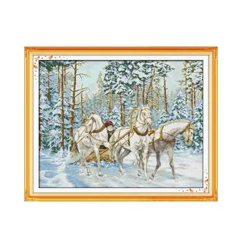 Зимняя вышивка крестом Набор для снегохода Счастливого Рождества Упаковка материалов ручной работы мебель декоративная покраска