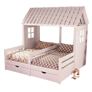 Изготовленная на заказ кровать из массива дерева, детская кровать, двойники, спящие в отдельных кроватях, детская кровать для защиты окружающей среды.