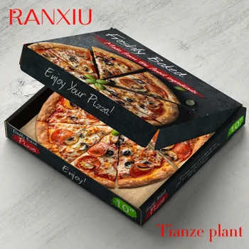  Изготовленная на заказ многоразовая 12-дюймовая картонная коробка для пиццы Черная коробка для пиццы 14X14 Упаковка Прямоугольная коробка для пиццы