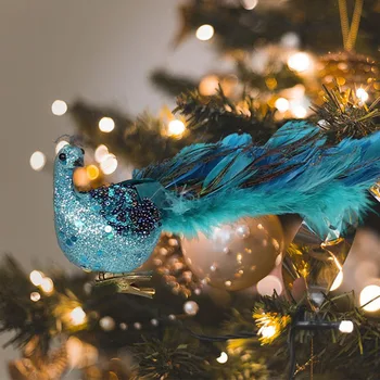Искусственный синий павлин Симуляция Клип Перо Птицы Рождественская елка Украшения Вечеринка Домашний Декор Рождественский Орнамент Подарок
