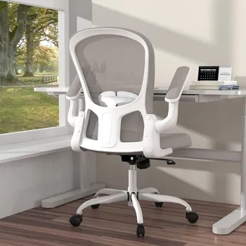  комфортное вращающееся рабочее кресло для домашнего офиса, дышащий сетчатый рабочий стул, компьютерный стул с поясничной поддержкой и откидными подлокотниками