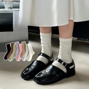 корейский стиль однотонные женские носки Sox Harajuku Streetwear Crew Socks Японская мода Hollow Out Хлопок дышащие длинные носки