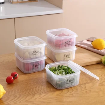 Коробка для хранения свежих продуктов Бытовой холодильник Коробка для хранения фруктов и овощей Кухонный слив Хранение с крышкой