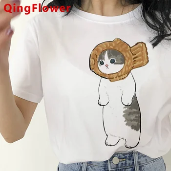 Кошка топ женская летняя футболка девушка уличная одежда графическая одежда