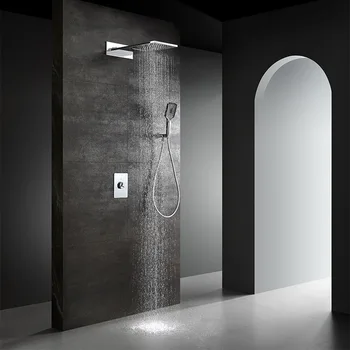 латунный термостатический смеситель для душа в ванной комнате 3-ходовой смеситель для тропического душа кран с ручным душем скрытый кран